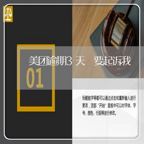 美团逾期3天 要起诉我